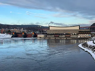 mörkt trähus
